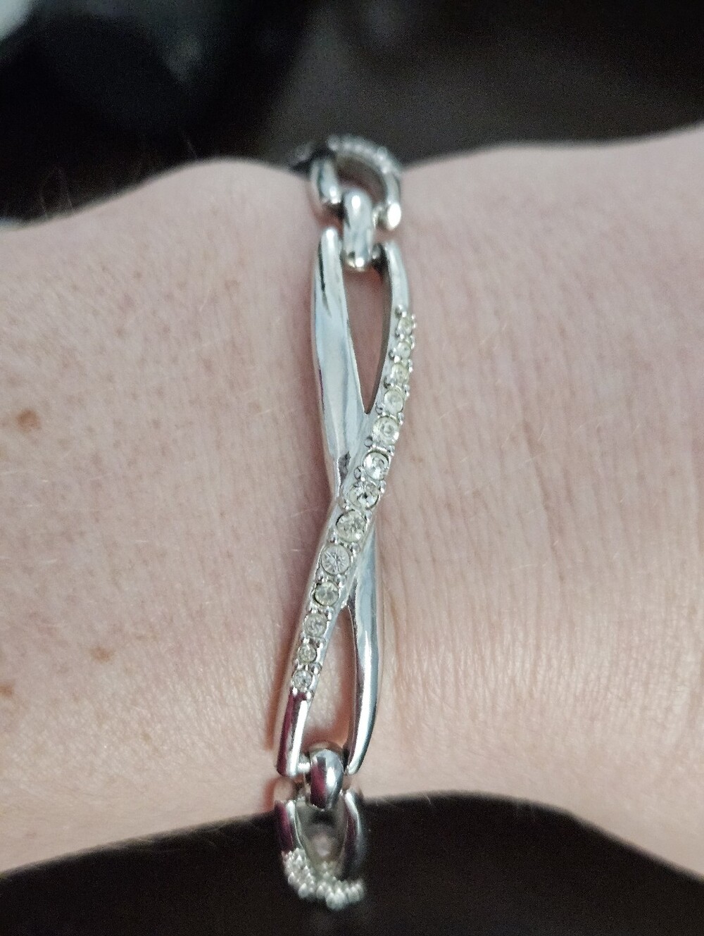 Swarovski Twist Bracelet with Clear Crystals - Silver